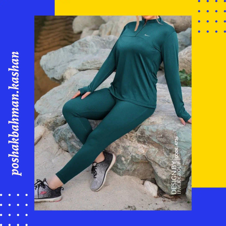 ست زنانه دخترانه بلوز نیم زیپ آستین فینگر دار و لگ کمر پهن جنس پنبه کبریتی وارداتی چاپ نایک با تنخور فوق العاده جذاب و شیک