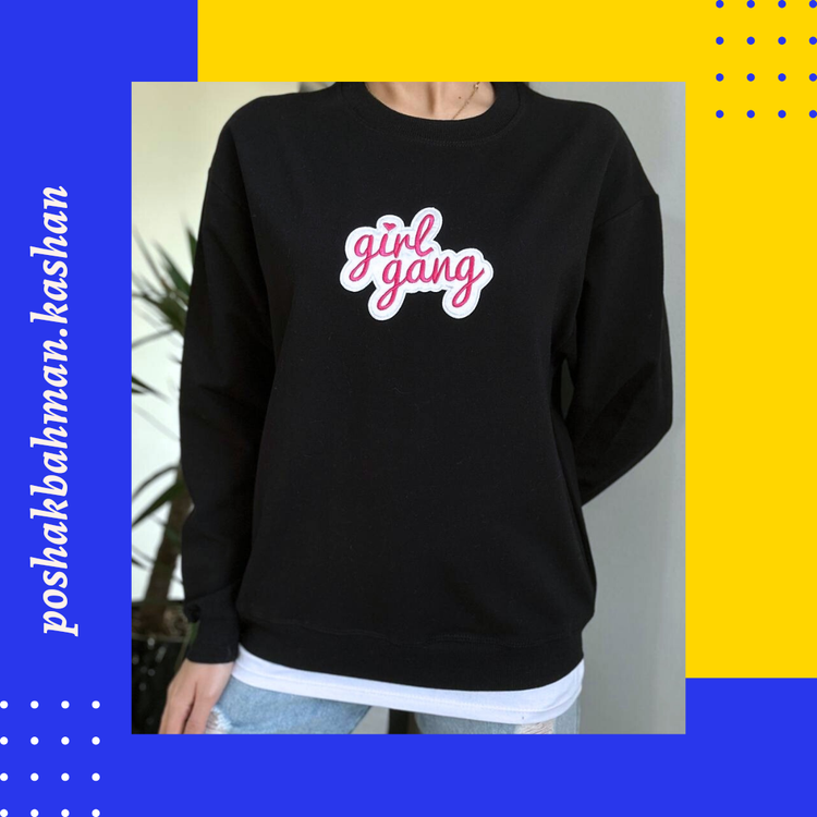 بلوز زنانه دخترانه جنس دورس پنبه دو نخ تیپ لاکرا تیکه دوزی گلدوزی شده girl gang با تنخور ساده و شیک