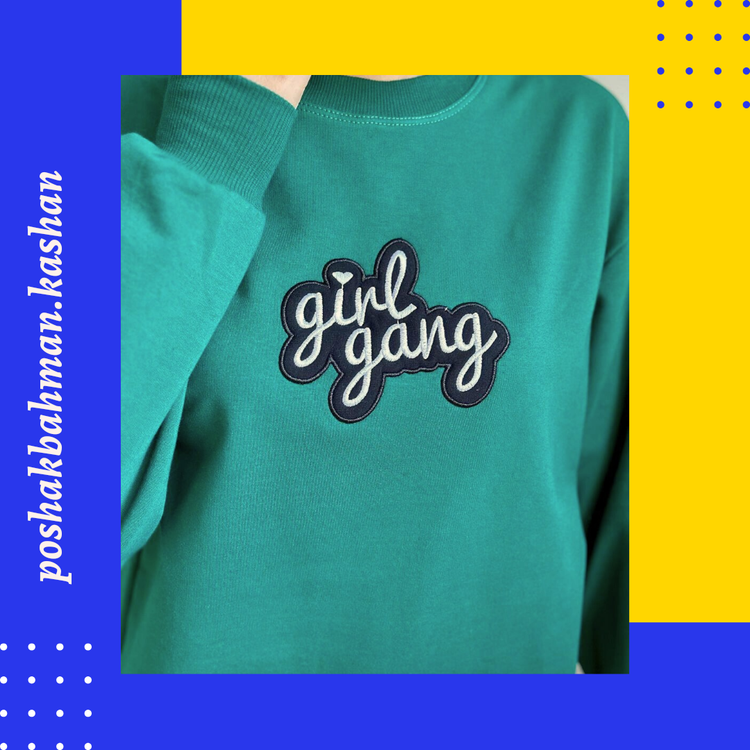 بلوز زنانه دخترانه جنس دورس پنبه دو نخ تیپ لاکرا تیکه دوزی گلدوزی شده girl gang با تنخور ساده و شیک
