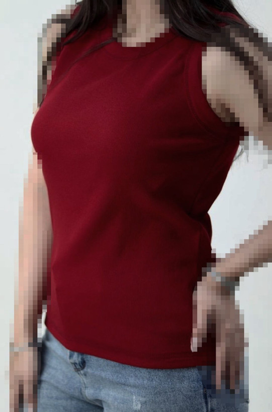 تاپ زنانه دخترانه حلقه ای یقه گرد جنس فانریپ پنبه کبریتی با تنخور ساده و شیک
