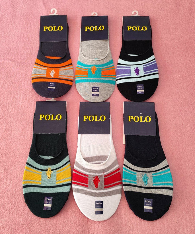 جوراب کالج پسرانه مردانه گلدوزی POLO با رنگ بندی و پاخور بسیار شیک